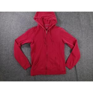 GFs Coed Sweatshirt Womens Medium Red Hoodie Zip up Drawstrings Sporty Casual